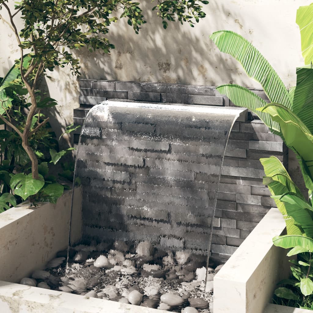 Pool Waterfall with LEDs Stainless Steel 110 cm