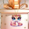 Pink Flower Snake Pendant Acrylic Christmas Tree Hanging Car Decoration Funny Snake Lover Xmas Gift