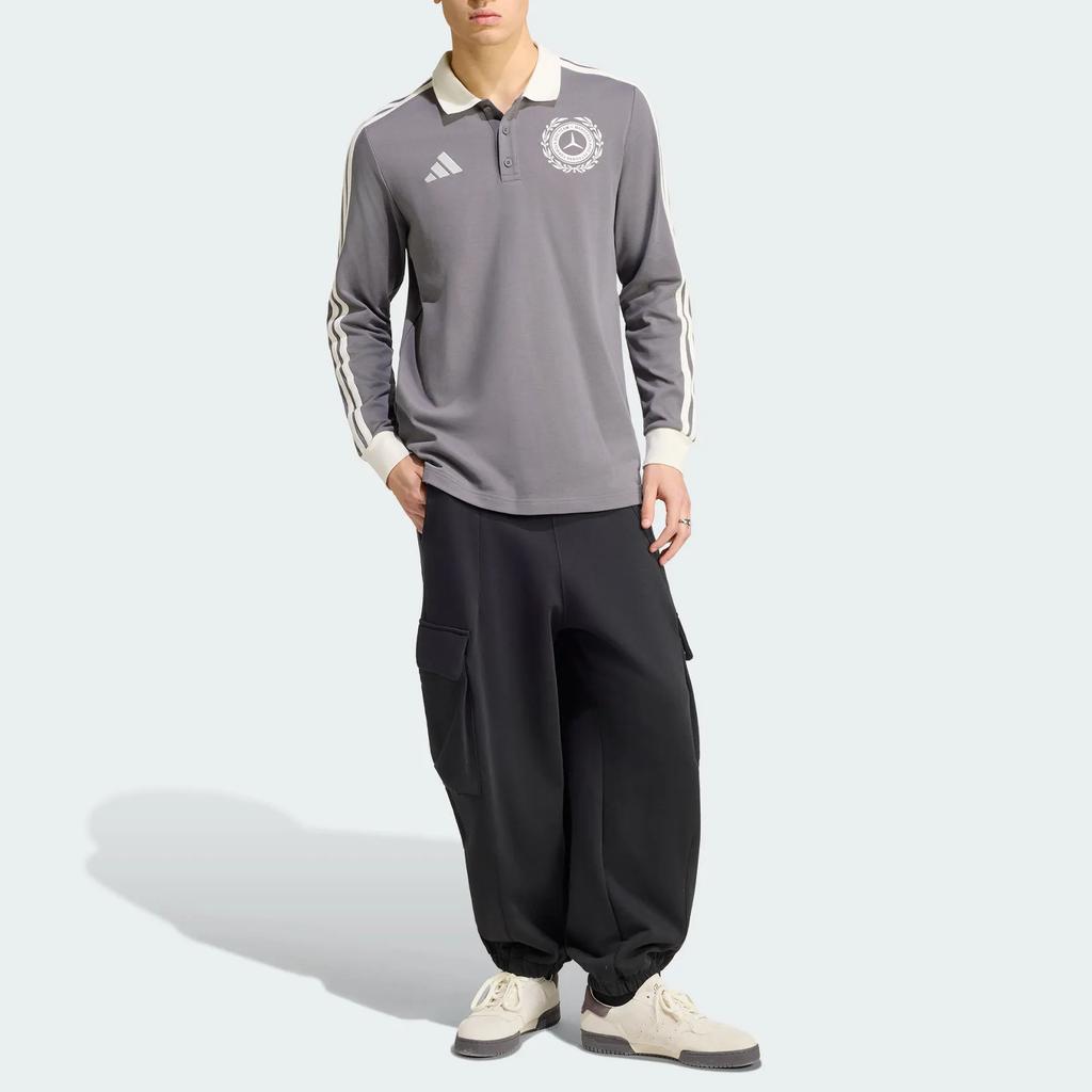 adidas Мужская футболка-поло с длинным рукавом Mercedes - Amg Petronas Formula 1 Team Silver Arrows Icon F1 в полоску KS2243