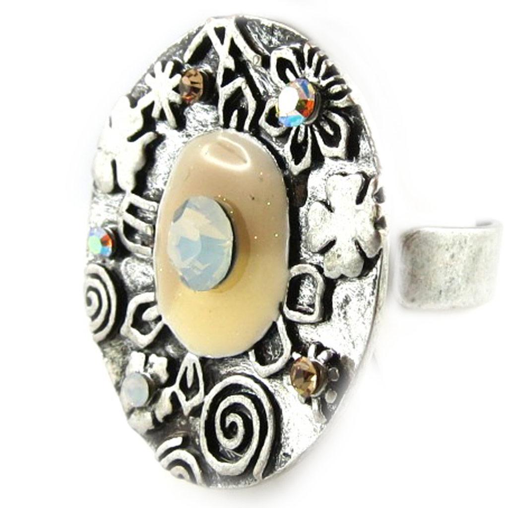 Les Trésors De Lily [E0610] - Дизайнерское кольцо «Гейша» бежевое