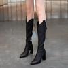 Зима 2024 года. Элегантные осенние женские туфли на каблуке до колена. Туфли на каблуках. Водонепроницаемая рабочая обувь. Популярные демисезонные женские длинные сапоги.
