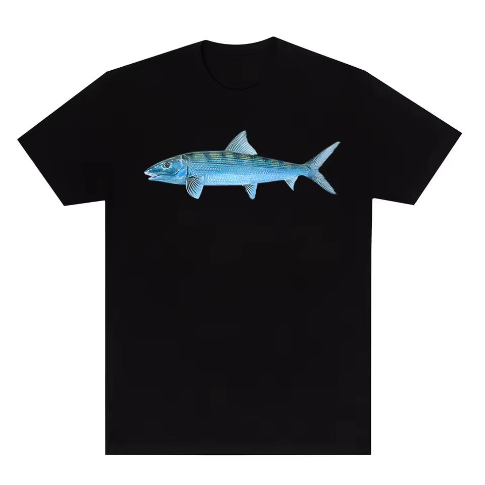 Hot Summer Marine Fish Hand-painted Salmon Sea Fish Fishing Beach Fishing Cotton Printed Loose Short-sleeved T-shirt