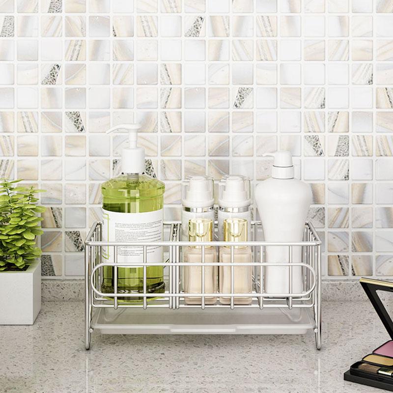 Органайзер для раковины Caddy, столешница, губка, щетка, держатель для мыла со сливным поддоном из нержавеющей стали для кухни