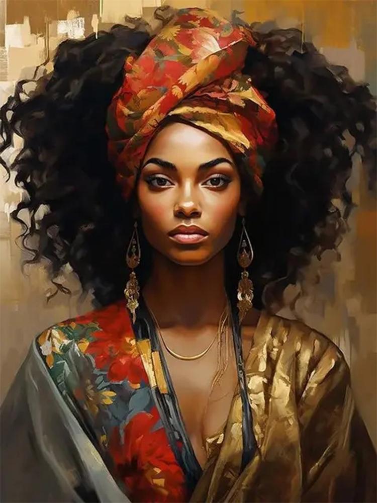Абстрактный африканский черный женский портрет 5DDIY Алмазная живопись Искусство вышивка крестом Африканская девушка Картина Украшение гостиной