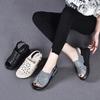 Wedge Heel Non-slip Sandals Women's Summer 2025 New Black Versatile Hollow Embroidery Heightening Casual Women's Cool Slippers