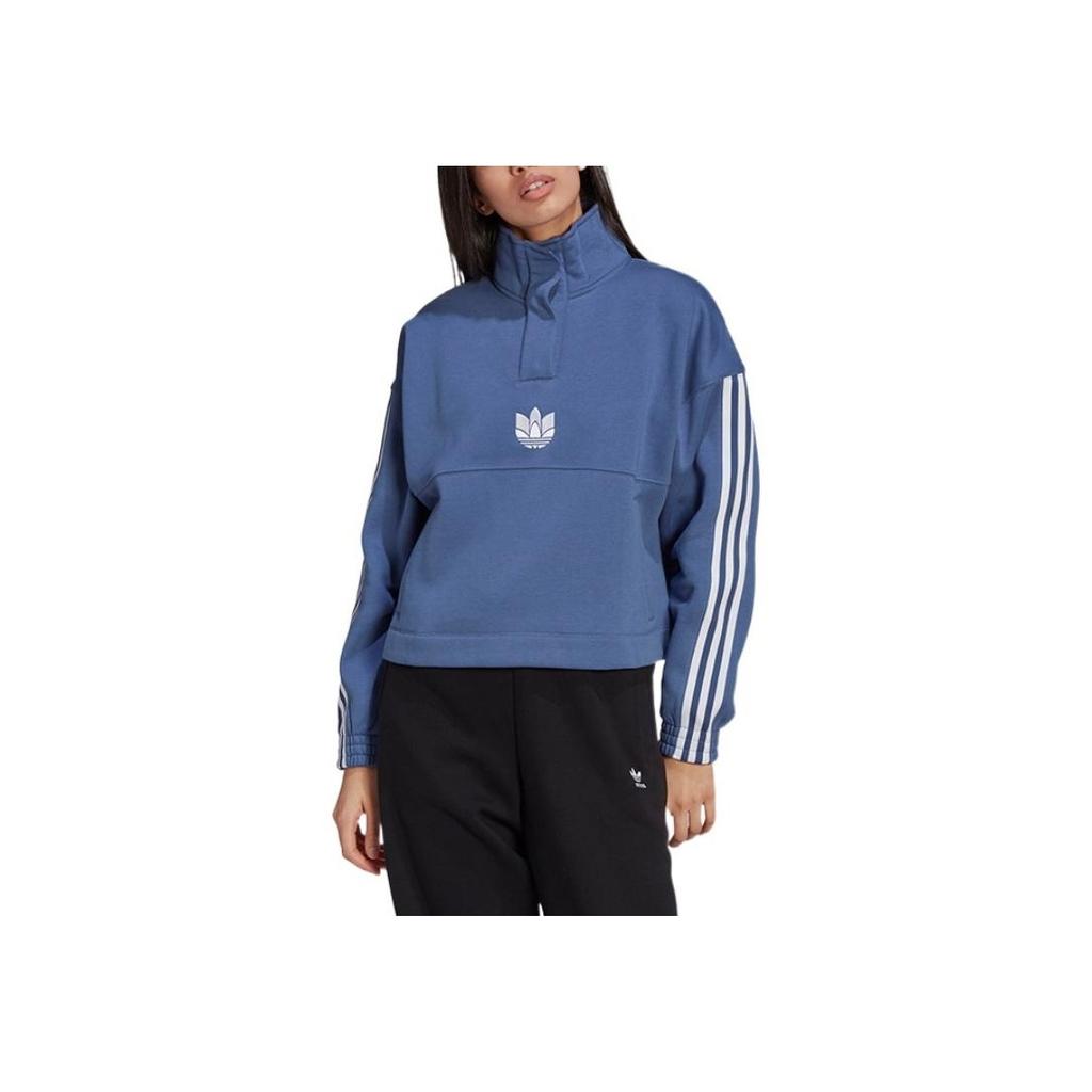 Adidas Свитшот Originals Solid Logo Print Stand Wool с длинным рукавом, женский свитшот, синий GN2946