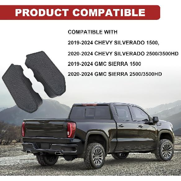 Pleoos Bed Rail Stake Pocket Covers Compatible with GMC Sierra 1500/Chevy Silverado 1500 2019-2023 2024 & Silverado/Sierra 2500/3500HD 2020-2024