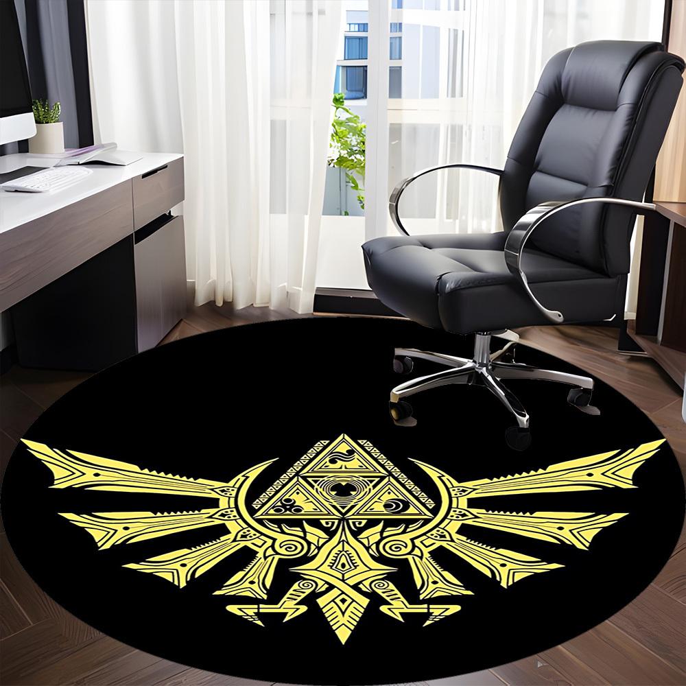 1PC Hyrule Crest Office Round Rug, Non-slip, Soft and Durable Office Rug for Interior Decoration, Perfect for Office yy250915066