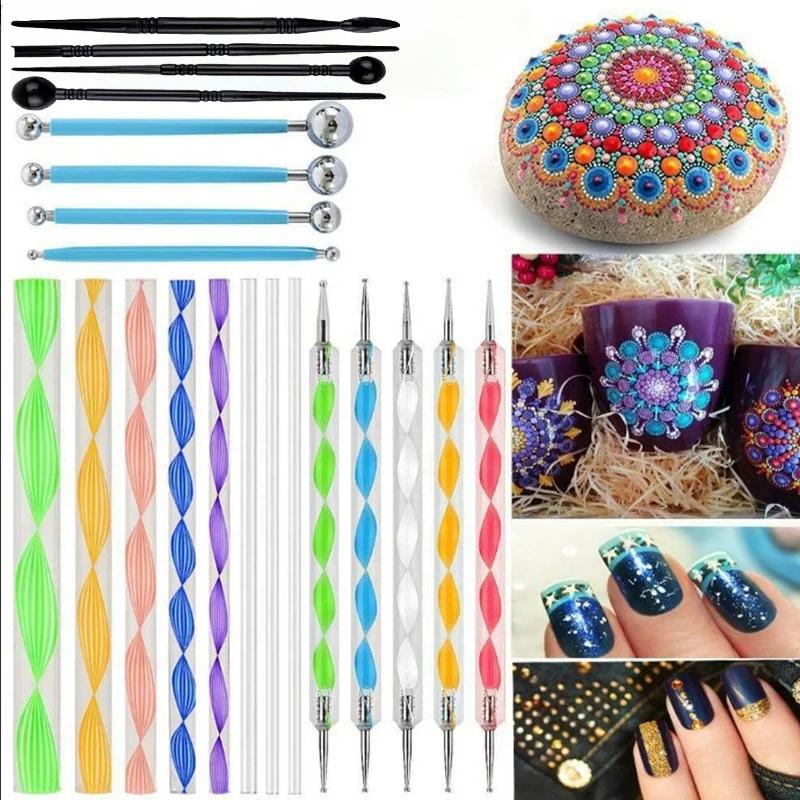13/19p Creative DIY Mandala Tool Set - Air-dry Clay Embossing Set Acrylic Twisted Rod Dot Painting Stone Painted Pottery Tools