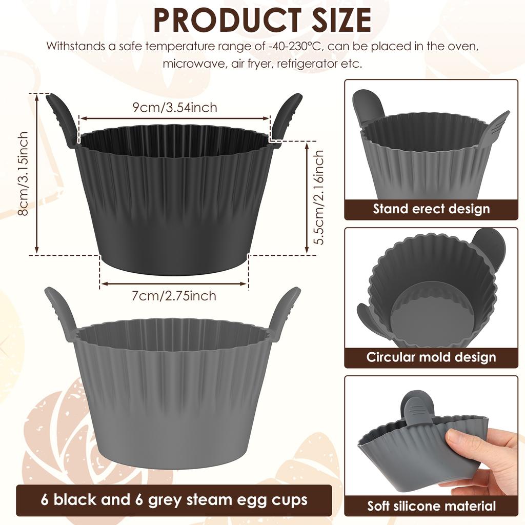 12 шт. Силиконовые формочки для яиц для аэрофритюрницы Силиконовая форма для варки яиц Формочка для кексов, пирогов, заварных тартов Форма для яиц Рамекины Формочки для маффинов