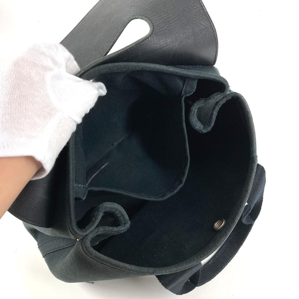 HERMES Valparaiso PM Tote Bag Flap Bag Hand Bag cotton / Leather Black