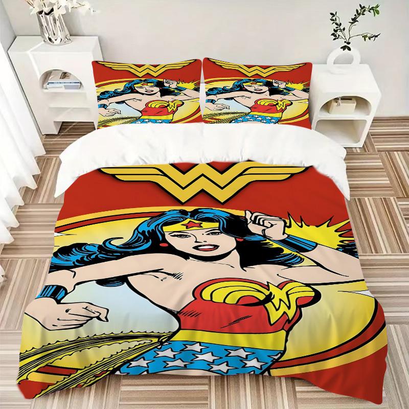 3pcs Wonder Woman, Superhero Cover Set,Soft Comfortable Duvet Cover,Guest Room (1*Duvet Cover + 2*Pillowcases, Without Core) yy251024052