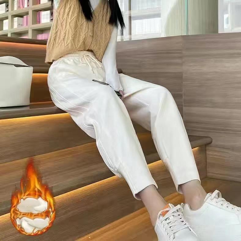 Осенне-зимние спортивные штаны женские с высокой посадкой, свободные брюки галифе, повседневные прямые брюки женские