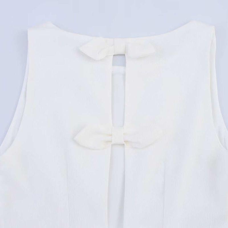 Kaslead New Arrival Women's Clothing Fashion Style Fashion Silm Back Bows Elegant Slim White Dress