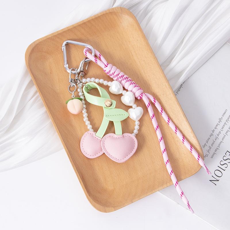 1 шт. Милый Забавный Смола Фрукты Ключ Жемчужная Цепочка Серия Кожаная Подвеска для Сумки Вишня Аксессуары для Рюкзака
