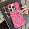 For iPhone 17 16 15 14 13 12 11 Pro Max Case Pink Leopard Print Lichee Pattern Silicone Cover For iPhone XS X XR 16 Plus Fundas
