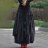 Retro Folk Style Women Fashion Plaid Maxi Skirt Splice Irregular Swing Pleated High Waist Long Skirt