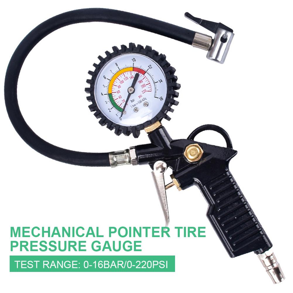 Car Tire Pressure Gauge 0-16Bar/0-230PSI Auto Tire Pressure Inflator Gauge High Precision Meter Detector For Car Motorcycle Bike