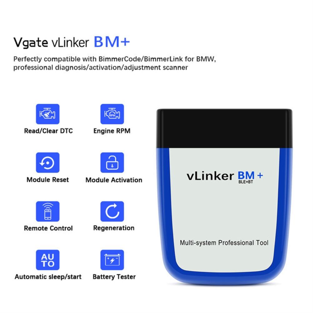 Vgate Vlinker BM + OBD2 V2.2 Bluetooth Dual Mode 4.0 диагностический автомобильный детектор неисправностей