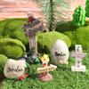 Micro Landscape Mini Road Sign Simulation Stone Signpost Welcome Stake Figurine Fairy Garden
