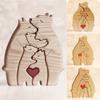 Wooden Bears Family Art Puzzle, Wooden Family Sculptures Hand Carved Couple Animal Figurine, Wooden Sculpture, Christmas, Birthday Gifts For Family
