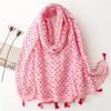 2023 Spring/Summer Sweet Style Cartoon Cherry Cotton Linen Scarf for Women