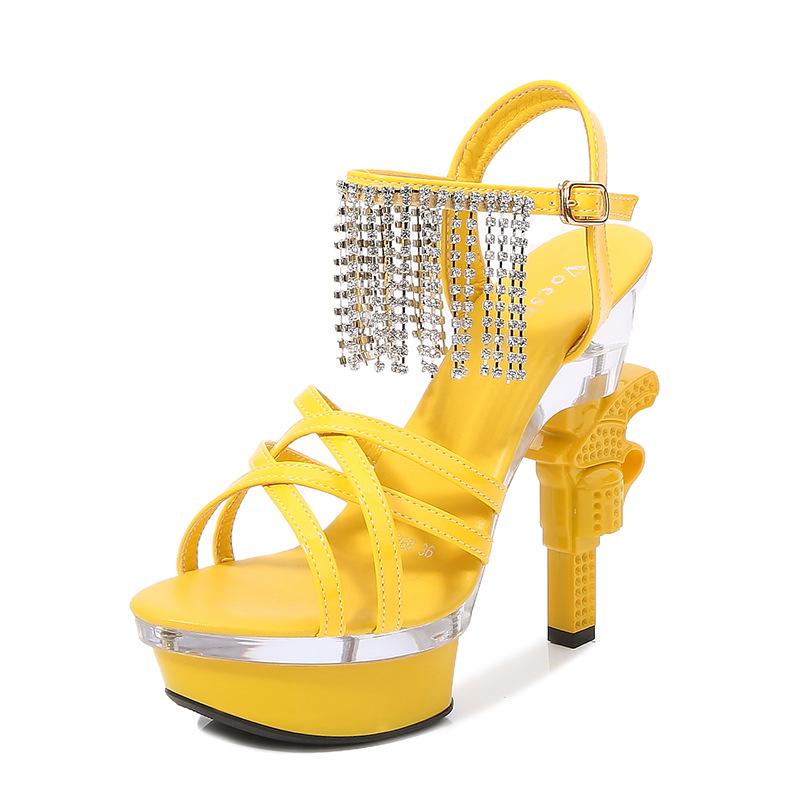 Свадебная обувь на платформе Босоножки на высоком каблуке с кристаллами