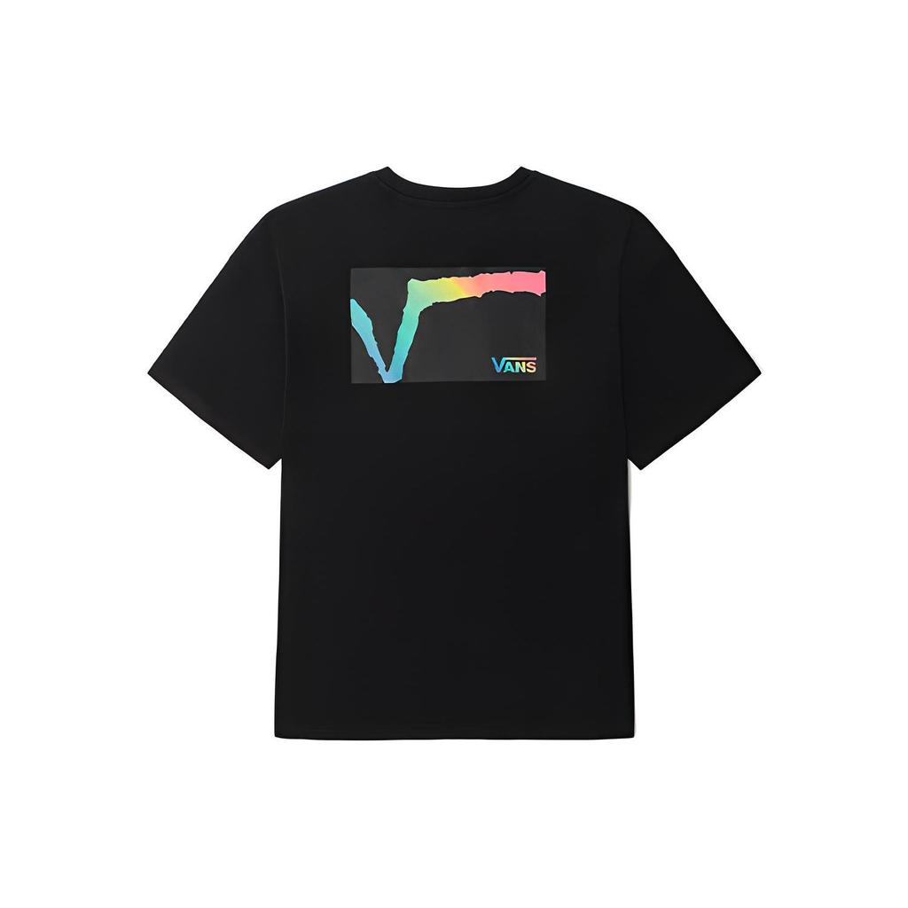 Vans Свободная футболка с коротким рукавом и круглым вырезом Rainbow Fun Logo, топы унисекс, черный VN0A5H84BLK