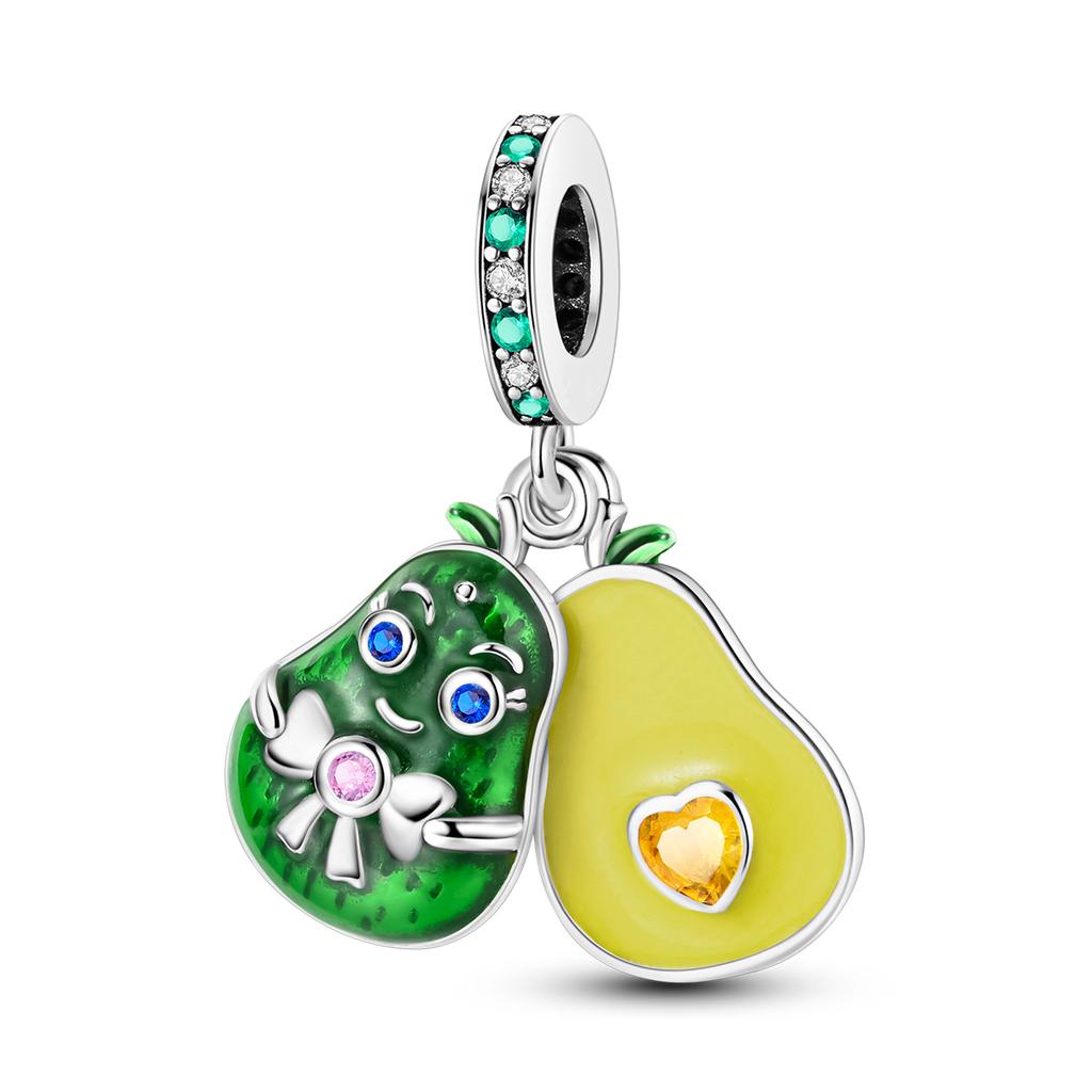 Fruit Charm Bead 925 Silver Strawberry Cherry Avocado Fit Original Bracelet Diy Fashion Jewelry