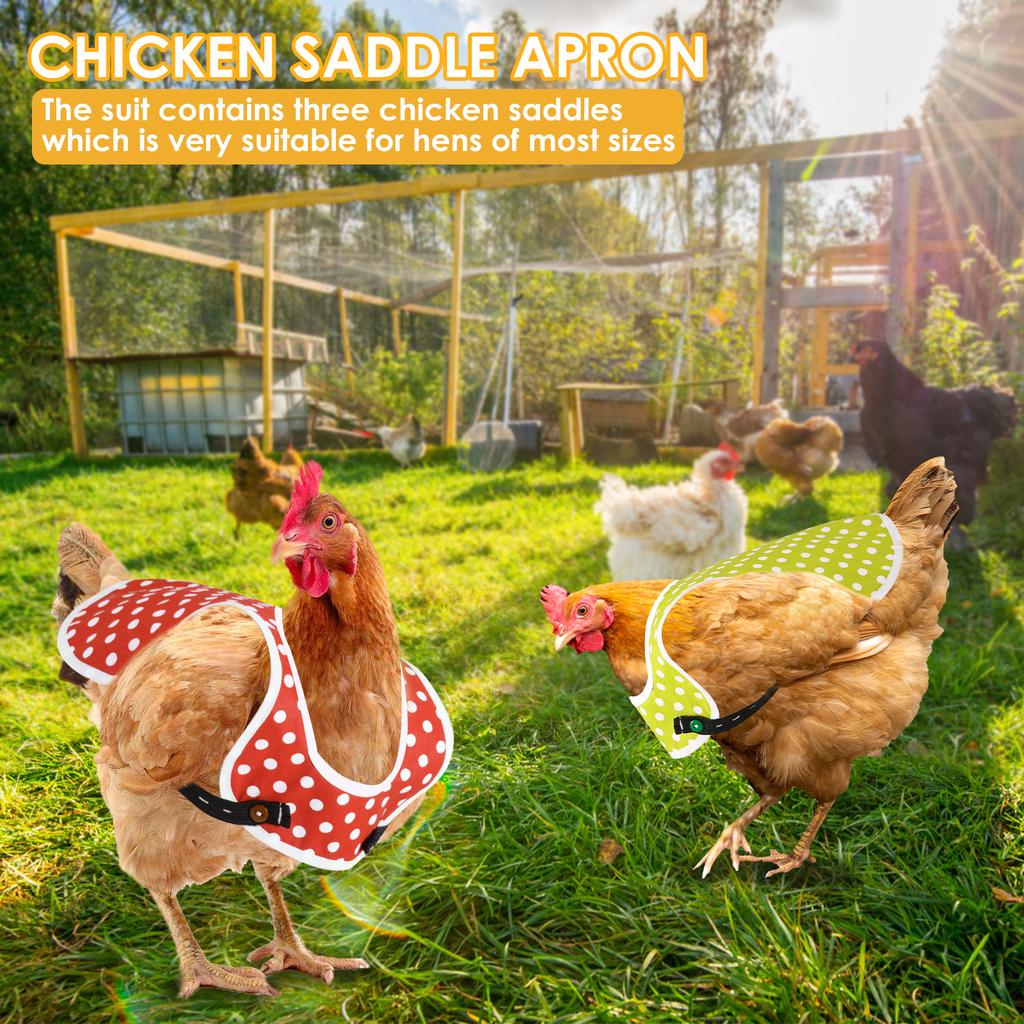 3Pcs Chicken Saddle with Adjustable Straps Wear Breathable Hen Feather Protector Bird Pet Clothes Poultry Apron Garden Supplies