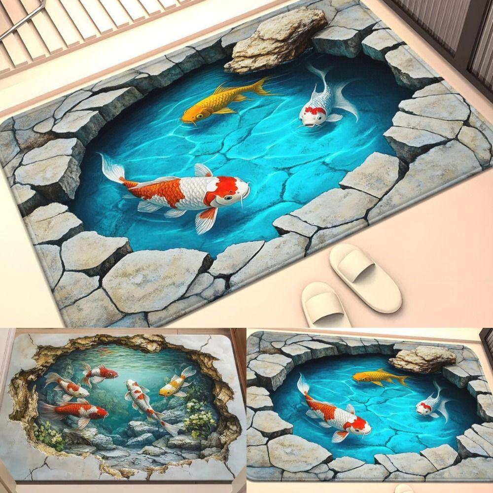 3D пловрик для ванной Нескользящий коврик для двери спальни Креативный коврик-дверь Оптическая иллюзия Декор для дома