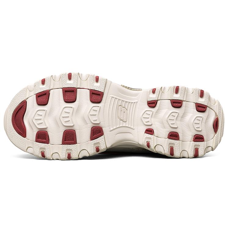Skechers D Lites Low Top Running Shoes Beige/Red 666169-WHT