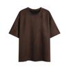 Men's Summer Trend Solid Color Suede Loose Round Neck Pullover Short-sleeved T-shirt