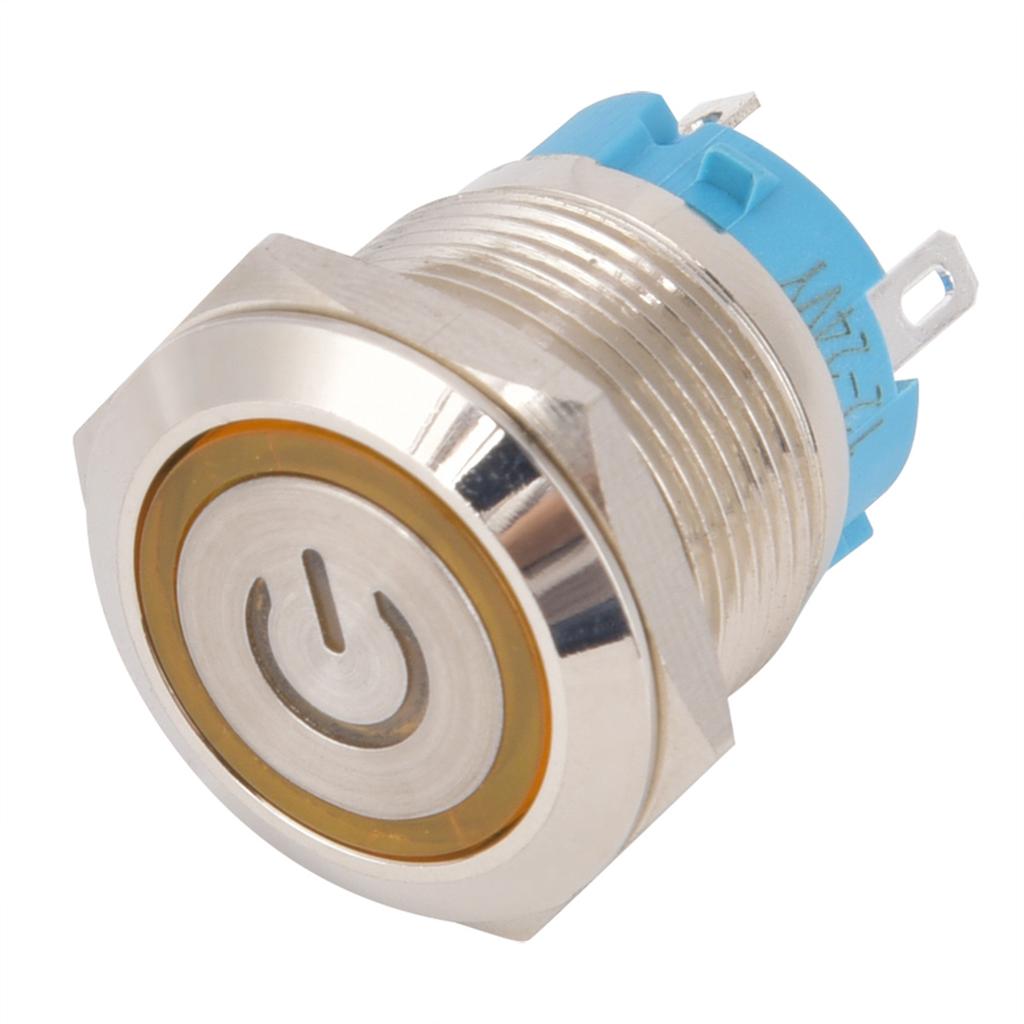 2 шт. Кнопочный переключатель 4 контакта 19 мм Круглая плоская головка Корпус из нержавеющей стали со светодиодом IP65