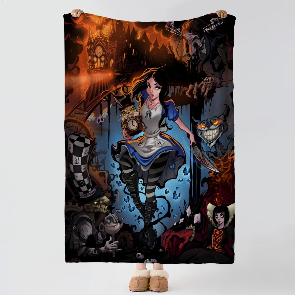 Игра A-Alice Madness Returns-S Плотное и удобное фланелевое одеяло, для использования в различных ситуациях, в помещении и на улице, для дневного сна