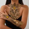 Преувеличенное Тканевое Искусство Этнический Стиль Кружевной Воротник Чокер Ретро Цветок Паук Каменное Ожерелье Женское