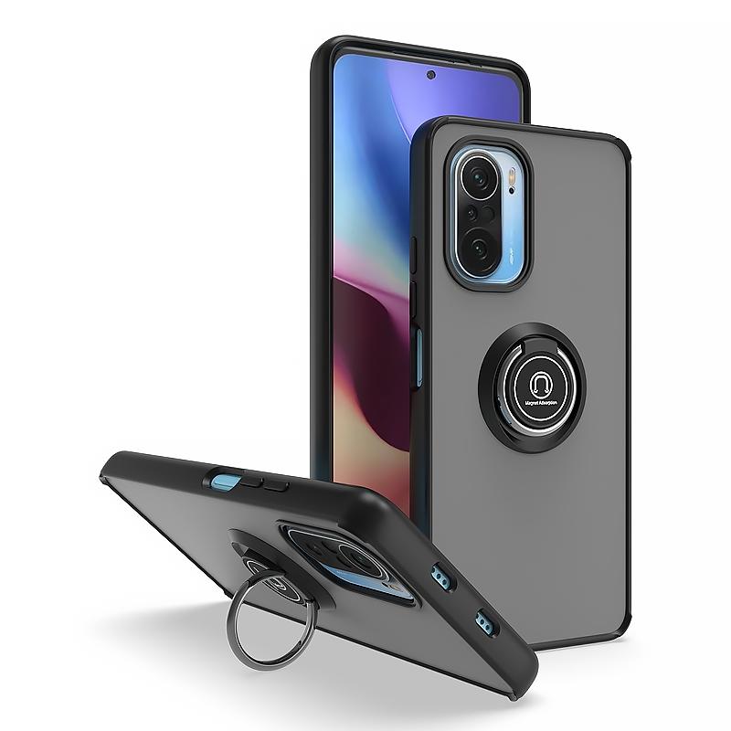 Для Xiaomi Poco F3 Чехол Матовый Противоударный Автомобильный Магнитный Стенд Задняя Крышка для PocoF3 Pocco Poko Little F 3 Броня Жесткий ПК Кольцо Funda