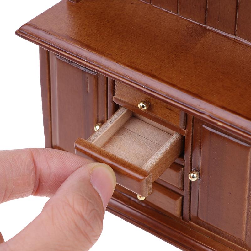 1/12 Многофункциональный Деревянный Шкаф Книжный Шкаф Шкаф Миниатюрная Мебель Ручной Работы Настенный Шкаф Кукольный Дом