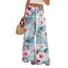 Women's Loose Casual Floral Print Wide Leg Pants With Elastic Waist Drawstring And Pocket Pants