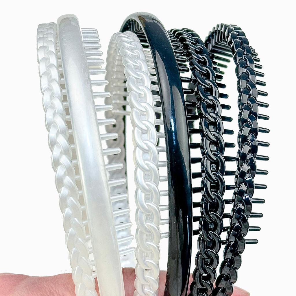 3/6 шт. Повязки на голову для девочек, Женские пластиковые обручи для волос с зубчиками, Повязки на голову с цепочкой, Детские повязки на голову для девочек, Детские аксессуары для волос