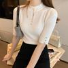 Spring Autumn Korean Solid Sweater Women Short Sleeve Tops Femme Casual Slim Female Pullover Knitted Clothes