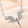 Women Necklace Rhinestones Angle Wing Shape Pendant Choker Necklace Adjustable Extended Chain Necklace Clothing Accessories