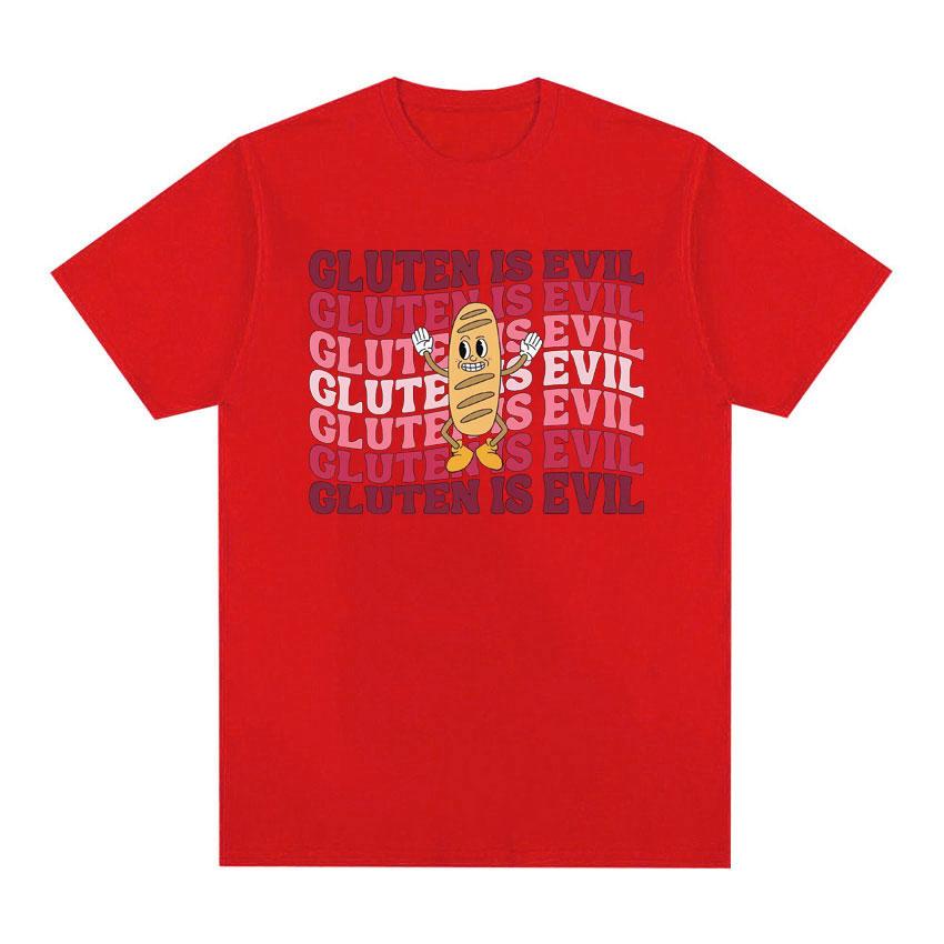 Gluten Is Evil Funny Meme T Shirt Retro Gluten Intolerant Women Tshirts Unisexs Fashion Gothic 100 Cotton Oversized Tshirt Tops