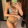S-XL Bling Diamond Leopard Бикини Женский купальник Женский купальник из двух частей Комплект бикини с лямкой на шее Купальник Купальный костюм Плавание