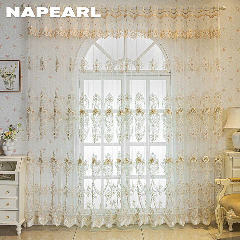 1 шт. NAPEARL Европейский стиль роскошная трехмерная вышивка прозрачный тюль занавеска для гостиной спальни украшение окна домашний декор