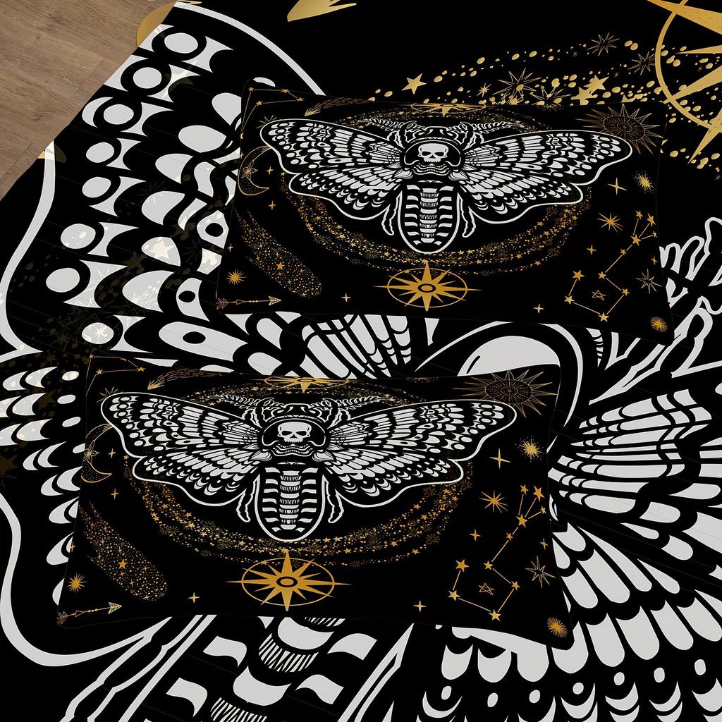 Grimace Dead Moth Skull Pattern Gothic Style Digital Printing Duvet Set Bedding