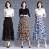 Korean Women Tulle Skirt Fashion Summer Hook Floral Loose Midi Skirt Elegant Casual Mesh Skirts