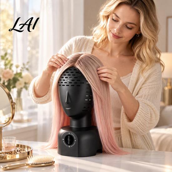 Styling Base for Wigs Hair Dryer Wig Head Stand 360° Automatic Dryer 5/10/15min 3-Speed Timer Portable Drying Rack Fast Drying Simulation Model,