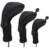 [3-piece Set] Head Cover, Head Cover, Golf Cover, Driver, Fairway Wood, Utility 3-piece Set, Various (BLACK×BLACK)