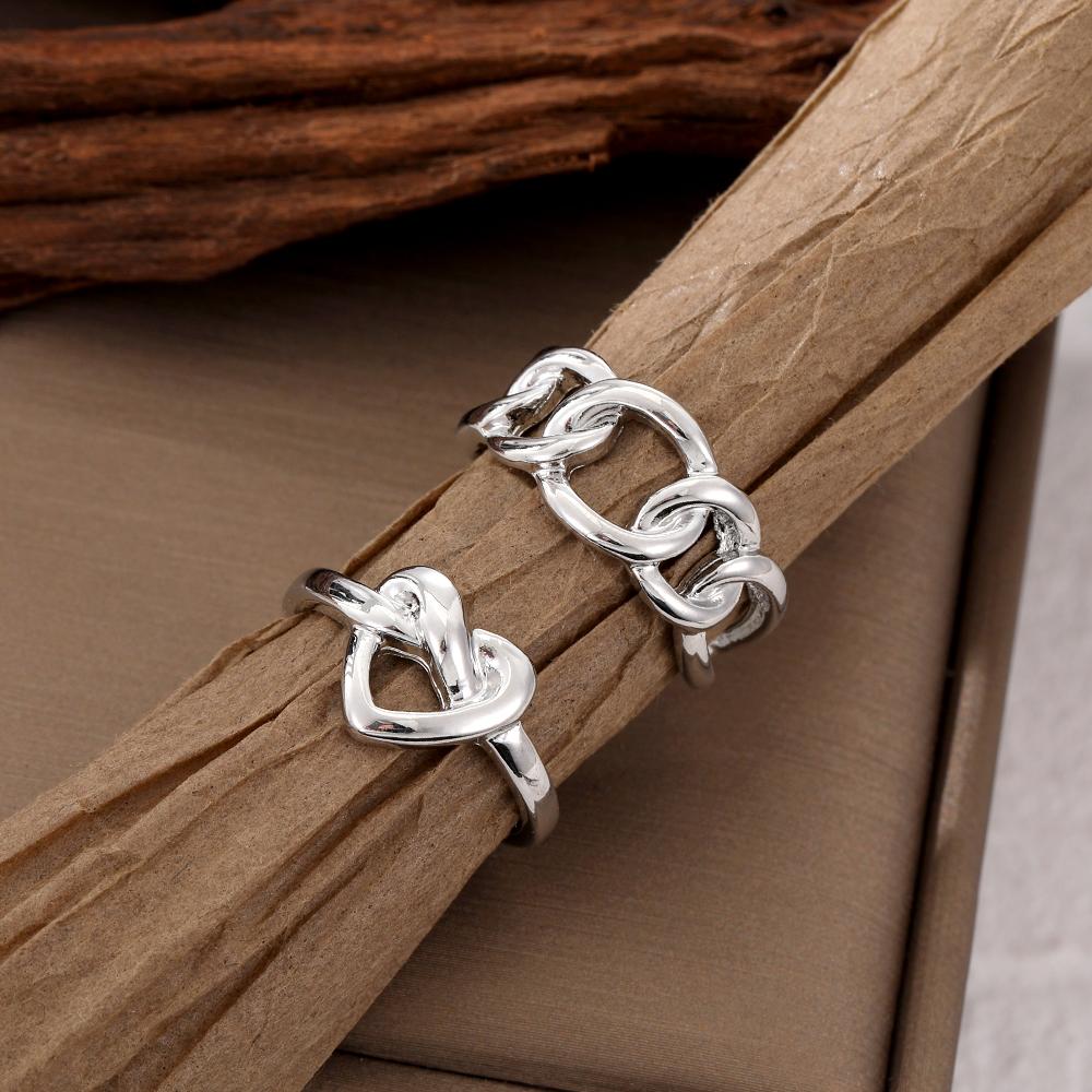 Модное полое женское кольцо, комплект из 2 предметов, комбинированное кольцо «Любовь», элегантное легкое кольцо, роскошный изысканный подарок, простой набор колец для девочек